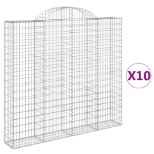vidaXL 10 db íves horganyzott vas gabion kosár 200x30x180/200 cm kerti tárolás