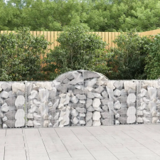 vidaXL 10 db íves horganyzott vas gabion kosár 200x30x80/100 cm kerti tárolás