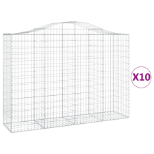 vidaXL 10 db íves horganyzott vas gabion kosár 200x50x140/160 cm (3145690) kerti tárolás