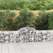vidaXL 10 db íves horganyzott vas gabion kosár 200x50x60/80 cm kerti dekoráció