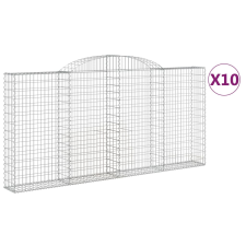 vidaXL 10 db íves horganyzott vas gabion kosár 300x30x140/160 cm (3146565) kerti tárolás