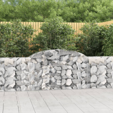 vidaXL 10 db íves horganyzott vas gabion kosár 300x30x80/100 cm kerti tárolás