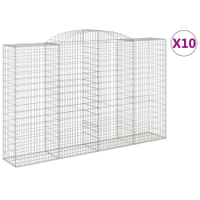 vidaXL 10 db íves horganyzott vas gabion kosár 300x50x180/200 cm (3146781) kerti tárolás