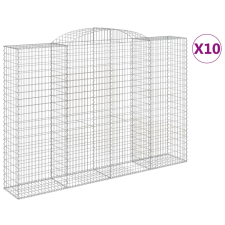 vidaXL 10 db íves horganyzott vas gabion kosár 300x50x200/220 cm (3146799) kerti tárolás