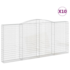 vidaXL 10 db íves horganyzott vas gabion kosár 400x30x180/200 cm (3146926) kerti tárolás