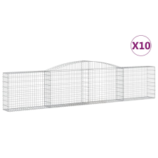 vidaXL 10 db íves horganyzott vas gabion kosár 400x30x80/100 cm (3146861) kerti tárolás