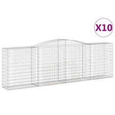 vidaXL 10 db íves horganyzott vas gabion kosár 400x50x120/140 cm (3147017) kerti tárolás