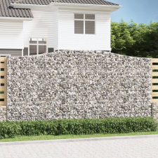 vidaXL 10 db íves horganyzott vas gabion kosár 400x50x200/220 cm kerti dekoráció