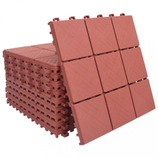 vidaXL 10 db piros műanyag padlólap 30,5 x 30,5 cm dekorburkolat