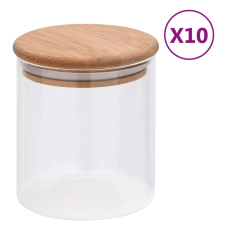 vidaXL 10 db üvegedény bambuszfedéllel 600 ml konyhai eszköz