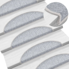 vidaXL 10 db világosszürke lépcsőszőnyeg 56 x 20 cm lakástextília