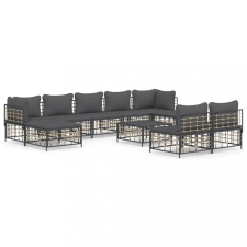 vidaXL 10 részes antracitszürke polyrattan kerti ülőgarnitúra párnával kerti bútor