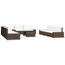 vidaXL 10 részes barna polyrattan kerti ülőgarnitúra (3054595) kerti bútor