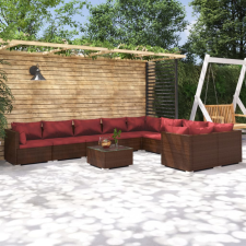 vidaXL 10 részes barna polyrattan kerti ülőgarnitúra párnákkal kerti bútor
