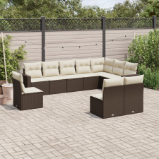 vidaXL 10 részes barna polyrattan kerti ülőgarnitúra párnákkal kerti bútor