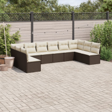 vidaXL 10 részes barna polyrattan kerti ülőgarnitúra párnákkal kerti bútor