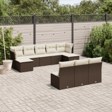vidaXL 10 részes barna polyrattan kerti ülőgarnitúra párnákkal kerti bútor