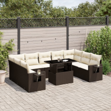 vidaXL 10 részes barna polyrattan kerti ülőgarnitúra párnákkal kerti bútor