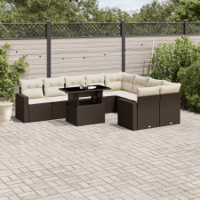 vidaXL 10 részes barna polyrattan kerti ülőgarnitúra párnákkal kerti bútor