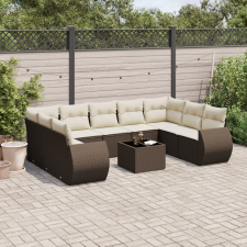 vidaXL 10 részes barna polyrattan kerti ülőgarnitúra párnákkal kerti bútor