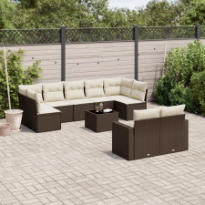 vidaXL 10 részes barna polyrattan kerti ülőgarnitúra párnákkal kerti bútor