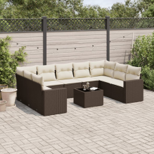 vidaXL 10 részes barna polyrattan kerti ülőgarnitúra párnákkal kerti bútor