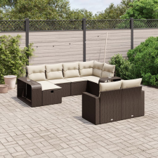 vidaXL 10 részes barna polyrattan kerti ülőgarnitúra párnákkal kerti bútor