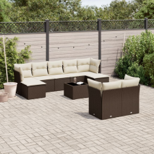 vidaXL 10 részes barna polyrattan kerti ülőgarnitúra párnákkal kerti bútor