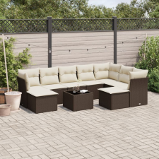 vidaXL 10 részes barna polyrattan kerti ülőgarnitúra párnákkal kerti bútor
