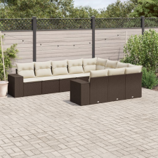 vidaXL 10 részes barna polyrattan kerti ülőgarnitúra párnákkal kerti bútor
