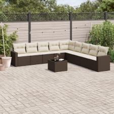 vidaXL 10 részes barna polyrattan kerti ülőgarnitúra párnákkal kerti bútor