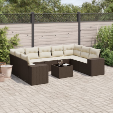 vidaXL 10 részes barna polyrattan kerti ülőgarnitúra párnákkal kerti bútor