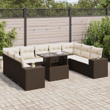 vidaXL 10 részes barna polyrattan kerti ülőgarnitúra párnákkal kerti bútor