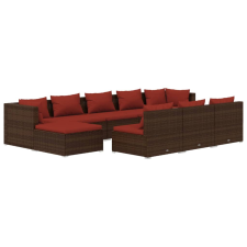 vidaXL 10 részes barna polyrattan kerti ülőgarnitúra párnákkal (3102019) kerti bútor