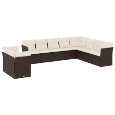 vidaXL 10 részes barna polyrattan kerti ülőgarnitúra párnákkal (3217863) kerti bútor