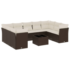 vidaXL 10 részes barna polyrattan kerti ülőgarnitúra párnákkal (3218143) kerti bútor
