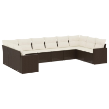 vidaXL 10 részes barna polyrattan kerti ülőgarnitúra párnákkal (3219463) kerti bútor