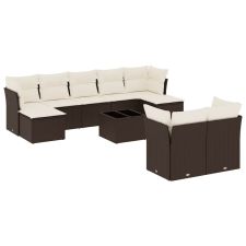 vidaXL 10 részes barna polyrattan kerti ülőgarnitúra párnákkal (3250162) kerti bútor