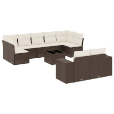 vidaXL 10 részes barna polyrattan kerti ülőgarnitúra párnákkal (3255370) kerti bútor