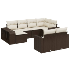 vidaXL 10 részes barna polyrattan kerti ülőgarnitúra párnákkal (3261293) kerti bútor
