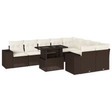 vidaXL 10 részes barna polyrattan kerti ülőgarnitúra párnákkal (3269393) kerti bútor