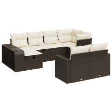 vidaXL 10 részes barna polyrattan kerti ülőgarnitúra párnákkal (3326067) kerti bútor