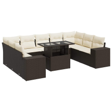 vidaXL 10 részes barna polyrattan kerti ülőgarnitúra párnákkal (3326864) kerti bútor