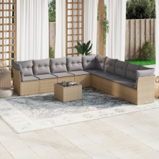 vidaXL 10 részes bézs polyrattan kerti ülőgarnitúra párnával kerti bútor
