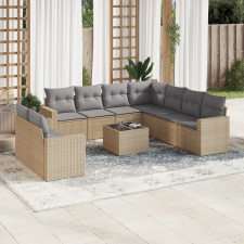 vidaXL 10 részes bézs polyrattan kerti ülőgarnitúra párnával kerti bútor