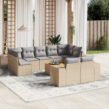 vidaXL 10 részes bézs polyrattan kerti ülőgarnitúra párnával kerti bútor