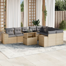 vidaXL 10 részes bézs polyrattan kerti ülőgarnitúra párnával kerti bútor