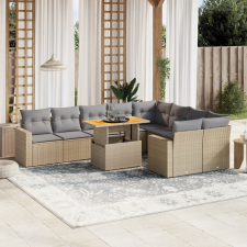 vidaXL 10 részes bézs polyrattan kerti ülőgarnitúra párnával kerti bútor
