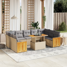vidaXL 10 részes bézs polyrattan kerti ülőgarnitúra párnával kerti bútor