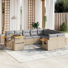 vidaXL 10 részes bézs polyrattan kerti ülőgarnitúra párnával kerti bútor